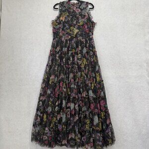 Letmebe Dress Womens Large Black Jenny Dress Floral Ruffle Tiered Maxi Lined